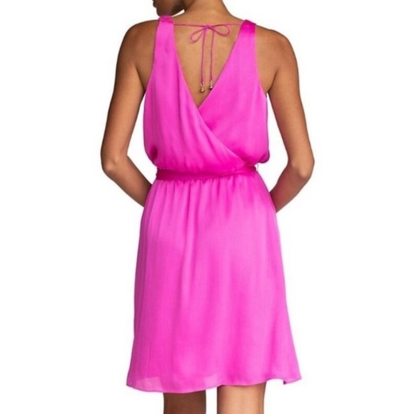 Trina Turk Pink Planetary Mini Dress Faux Wrap Sash Belt Size Small NWT - Picture 9 of 12